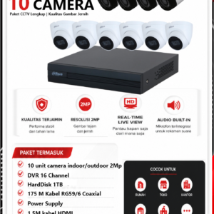 Paket CCTV Dahua 10 Camera 2MP Audio Series