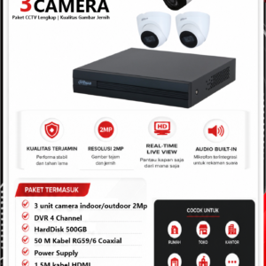 Paket CCTV Dahua 3 Camera 2MP Audio Series