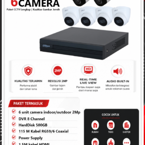 Paket CCTV Dahua 6 Camera 2MP Audio Series