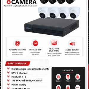 Paket CCTV Dahua 8 Camera 2MP Audio Series
