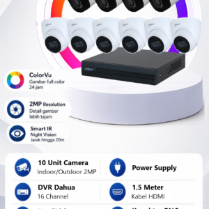 Paket CCTV Dahua 10 Camera 2MP ColorVu