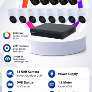 Paket CCTV Dahua 13 Camera 2MP ColorVu