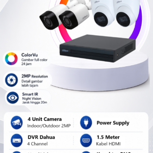 Paket CCTV Dahua 4 Camera 2MP ColorVu
