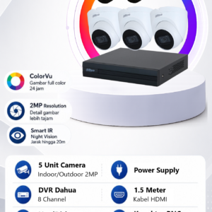 Paket CCTV Dahua 5 Camera 2MP ColorVu