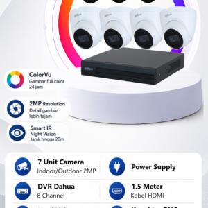 Paket CCTV Dahua 7 Camera 2MP ColorVu