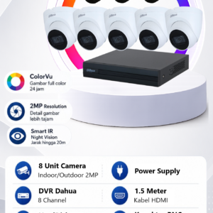 Paket CCTV Dahua 8 Camera 2MP ColorVu
