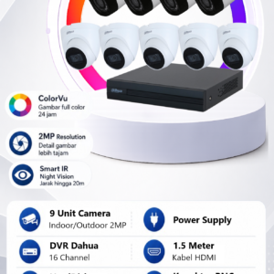 Paket CCTV Dahua 9 Camera 2MP ColorVu